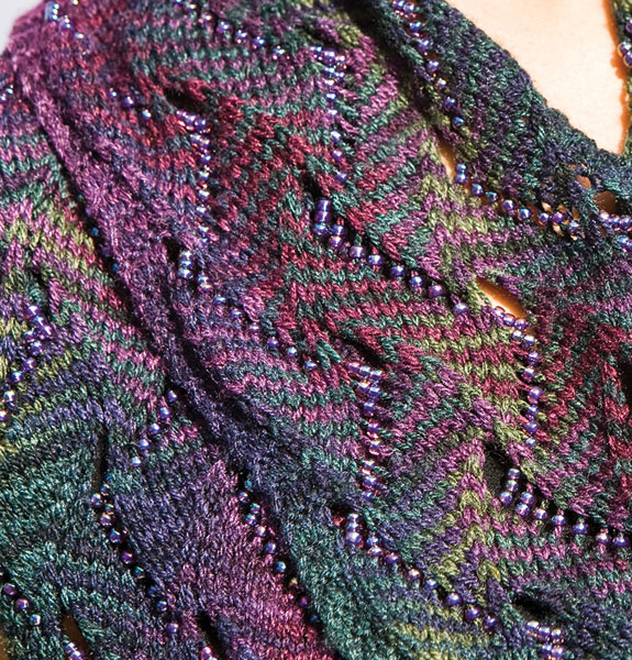 Heather Undulating Waves beaded scarf by Nelkin Designs